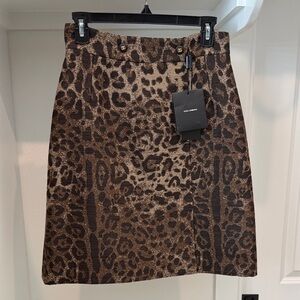 Dolce & Gabbana Animal Print Pencil Skirt - Brown